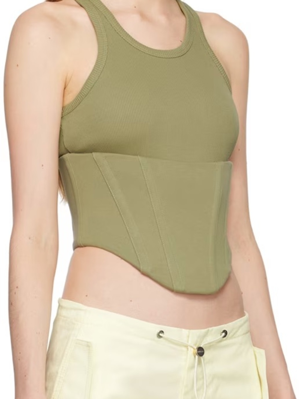 Dion Lee Olive Ribbed Corset Tank